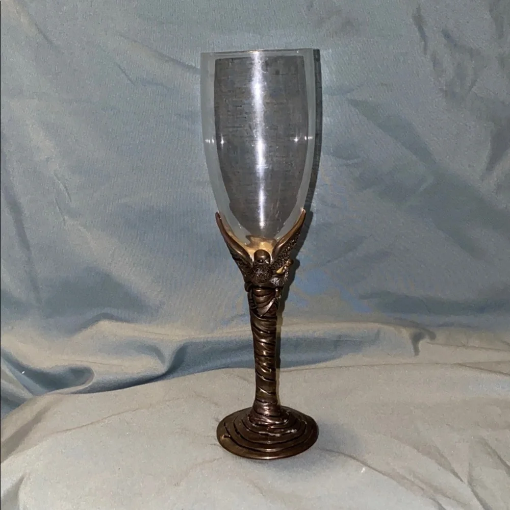 BX45 Vintage Silver Love Birds Stem Wine Glass